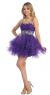 Main image of Strapless Beaded Mesh Short Prom Party Dress